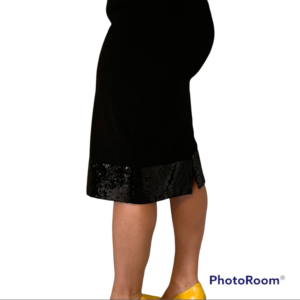 Black Pencil Skirt with Sequin Trim Size 8